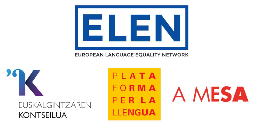 ELEN EUROPEAN LANGUAGE EQUALITY NETWORK EUSKALGINTZAREN KONTSEILUA PLATAFORMA PER LA LLENGUA A MESA POLA NORMALIZACIÓN LINGÜÍSTICA