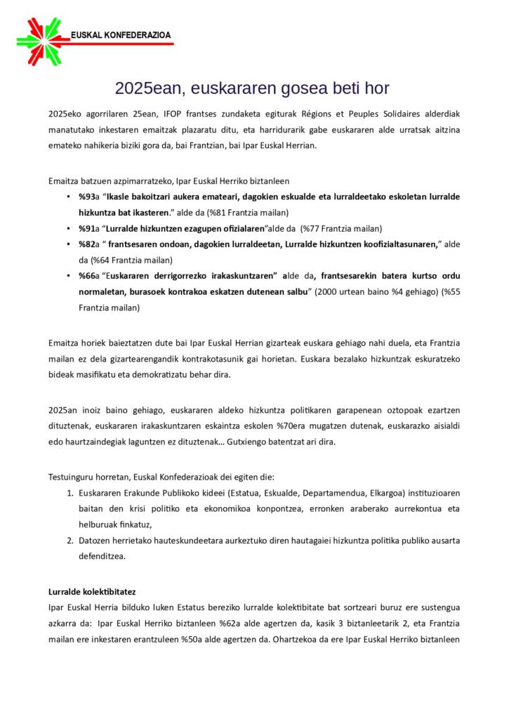 EUSKAL KONFEDERAZIOAREN ADIERAZPENA (1/2)