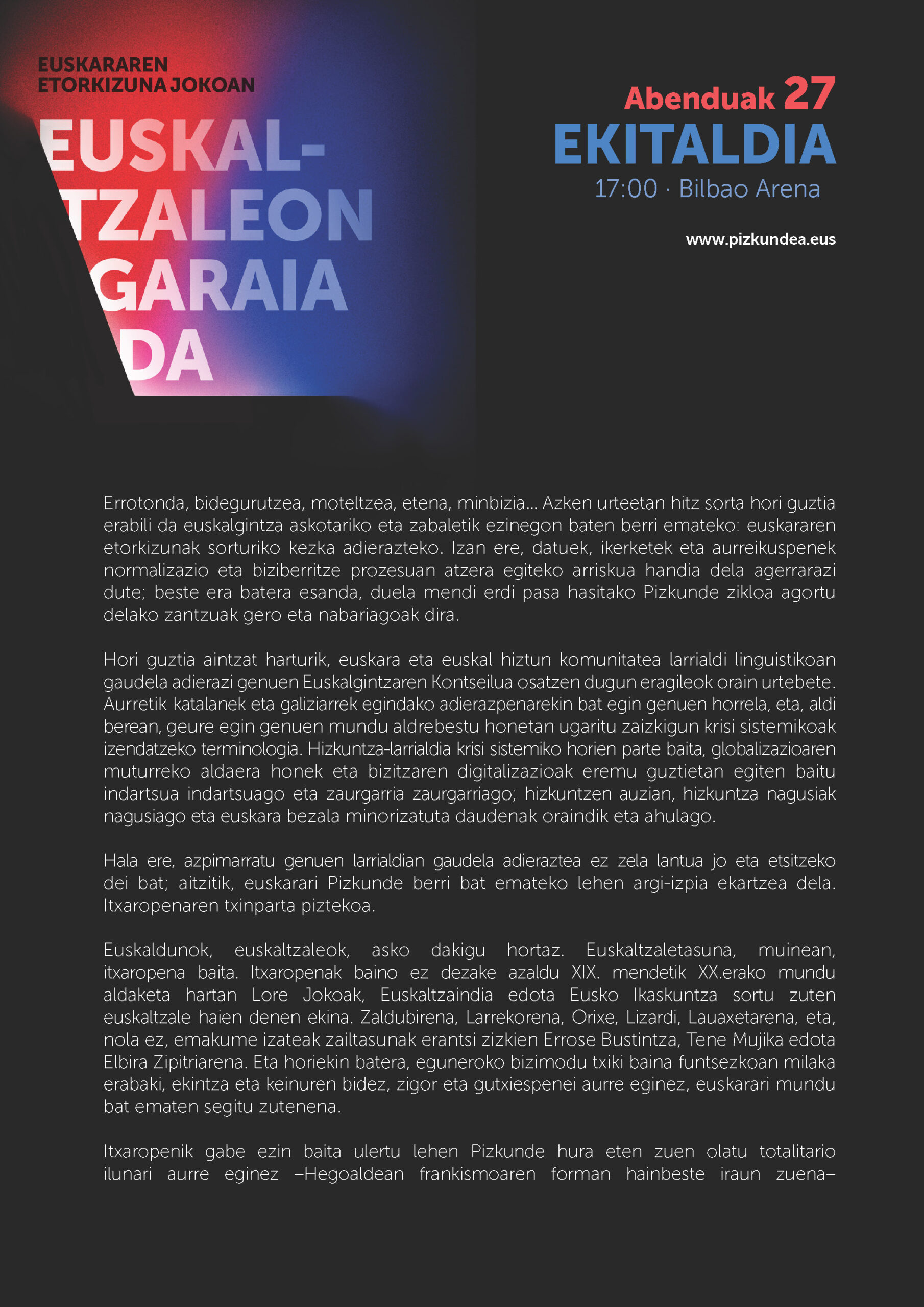 ARANTZAZUKO ADIERAZPENA