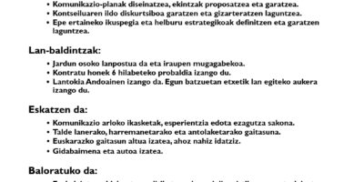 LAN DEIALDIA Komunikazio teknikaria