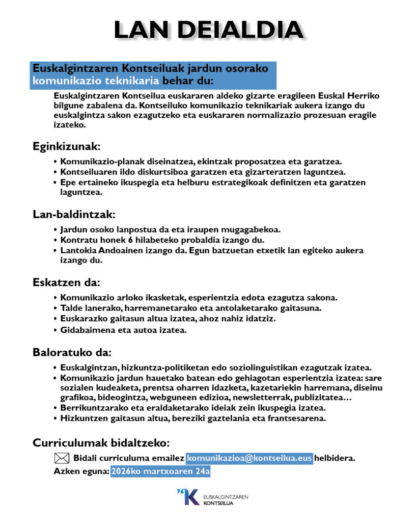 LAN DEIALDIA Komunikazio teknikaria